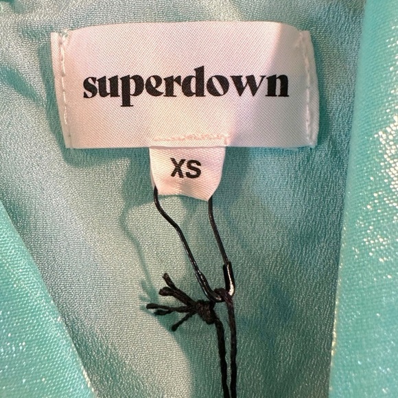 Superdown Lexi Sweetheart Mini Dress in Teal Size XS NWT Mermaid Blue Bow - Picture 13 of 14